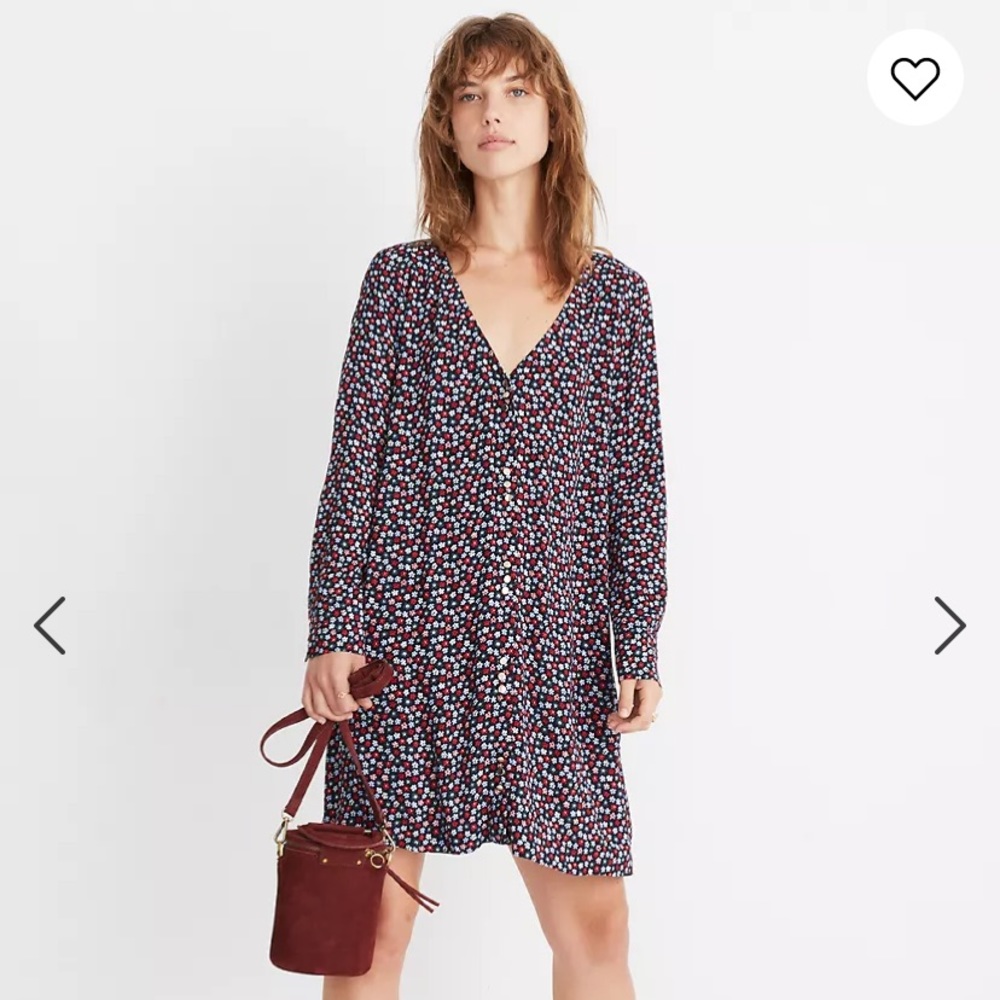 Madewell button front mini dress in petite blooms- XS